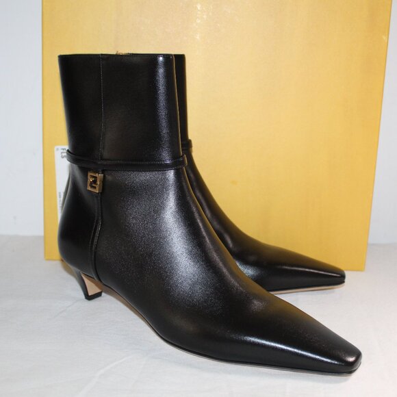 NEW Fendi Black Fold Kitten Heel Heels Boots Booties 40.5 - Picture 1 of 10